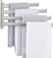 Sostegno per asciugamani con barra di sostegno a 4 braccia in acciaio inossidabile SUS 304 con rotazione di 180°, da 40cm, fissaggio alla parete liscio.