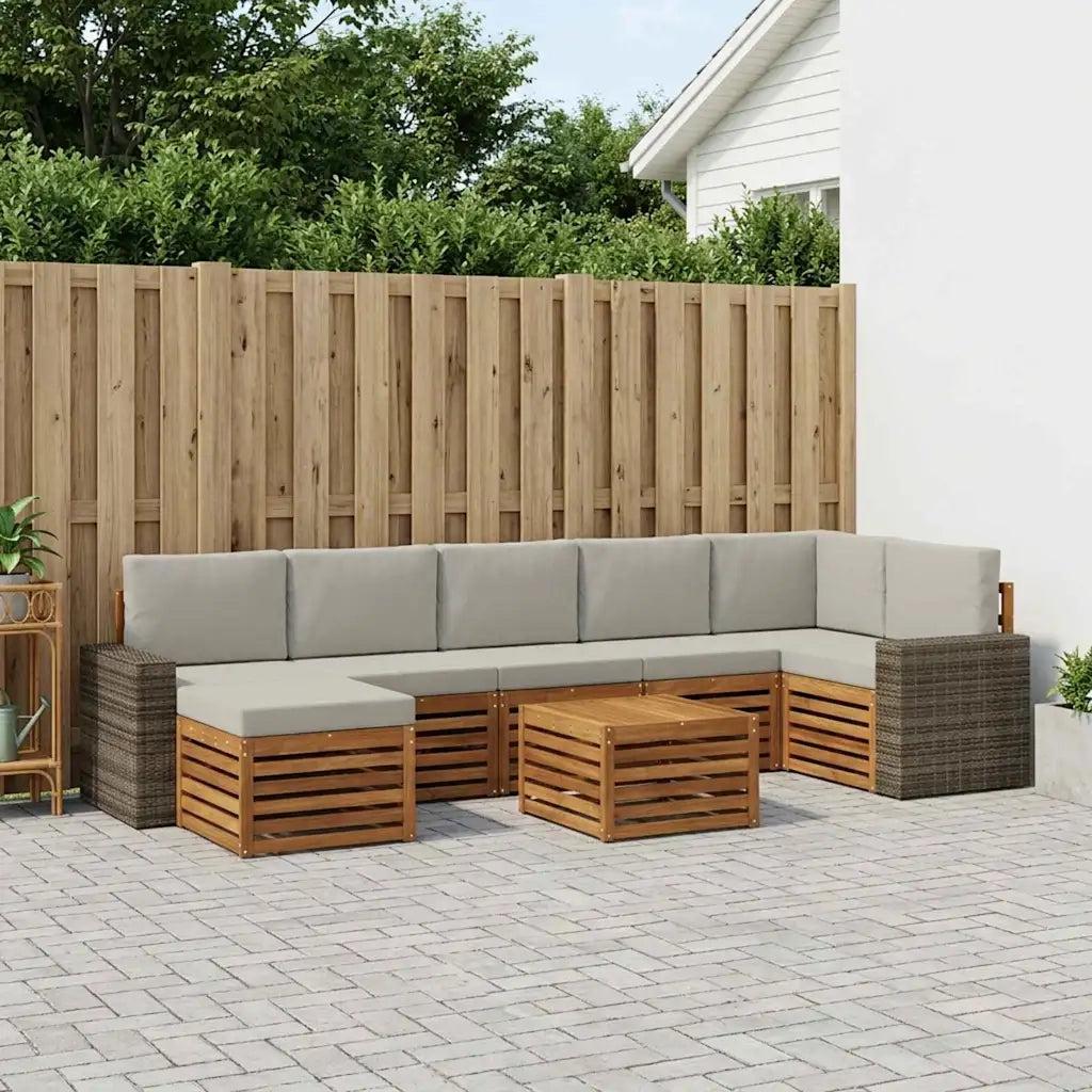 Set di divani da esterno 8 pcs Naturale e Grigio Chiaro 3384667