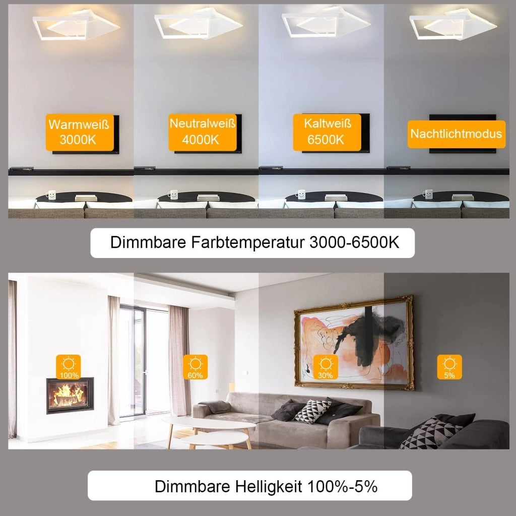 ZMH Lampada da soffitto LED design moderno metallo telecomando per soggiorno