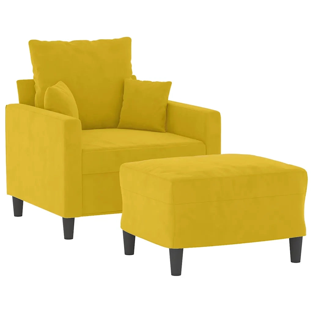 Poltrona | Sedia Relax con Poggiapiedi Giallo 60 cm in Velluto