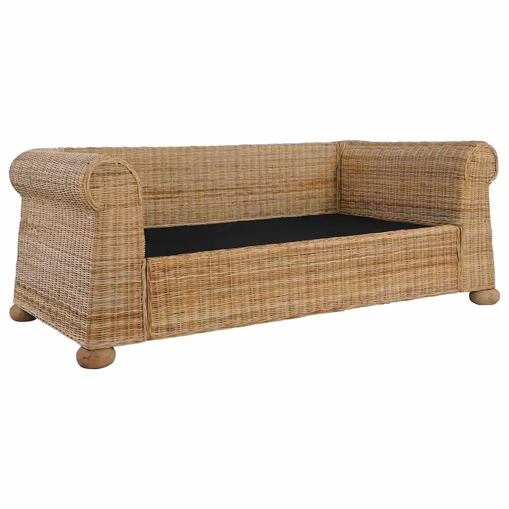 Divano a 2 Posti con Cuscini in Rattan Naturale 283073