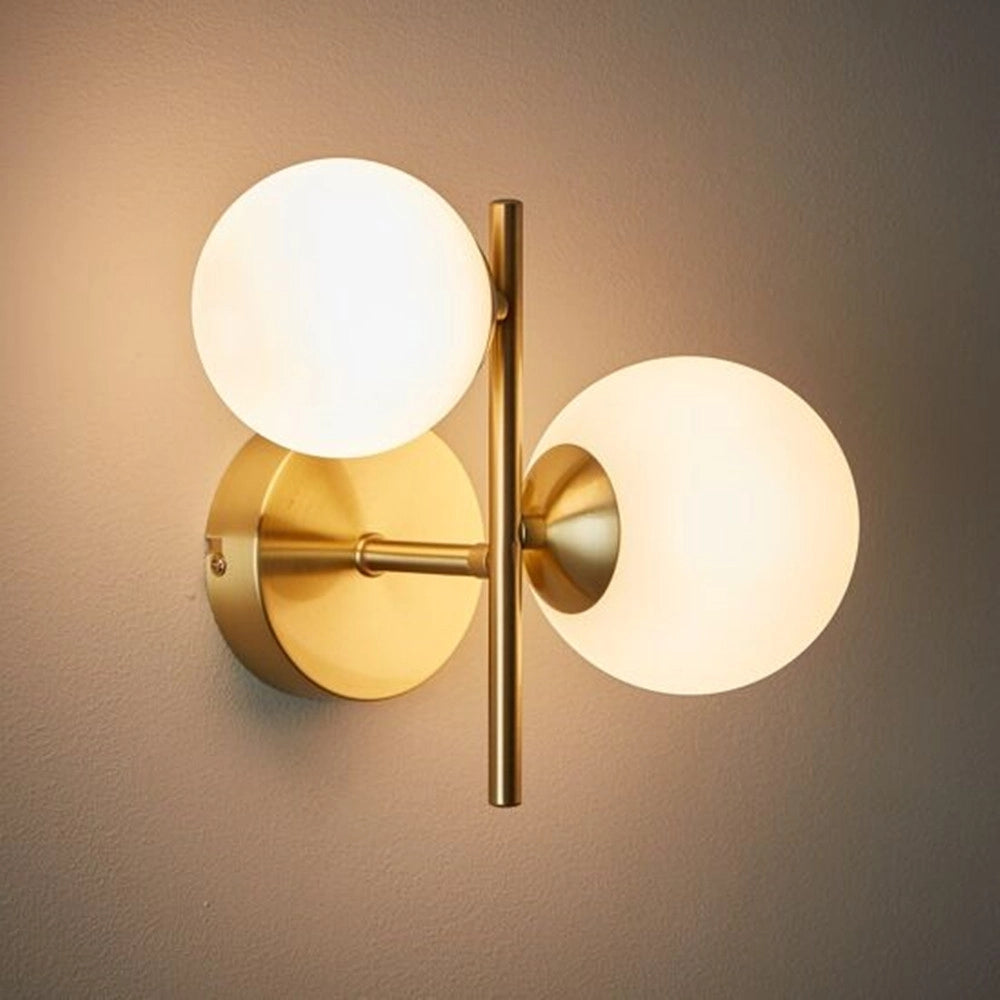 Trade Shop - Applique Da Parete Lampada Da Muro In Metallo Bronzo Con 2 Sfere Attacco G9 Ip20 Aq42 -