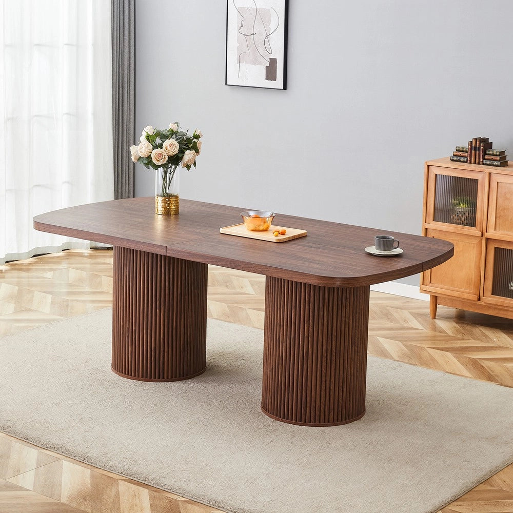 Tavolo da Pranzo Ovale con Piano MDF Effetto Legno ¨C MINIMAL ¨C Design Moderno