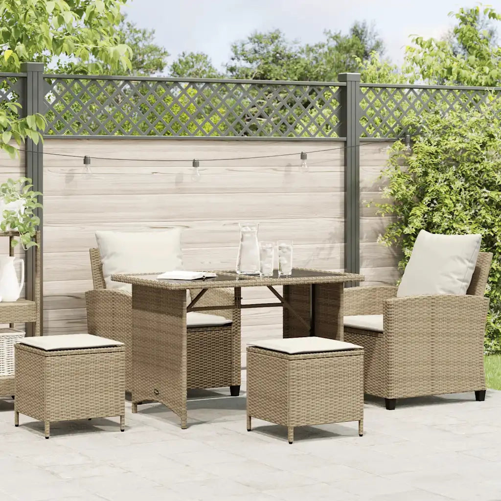 Set Divano da Giardino 4 pz con Cuscini Beige in Polyrattan