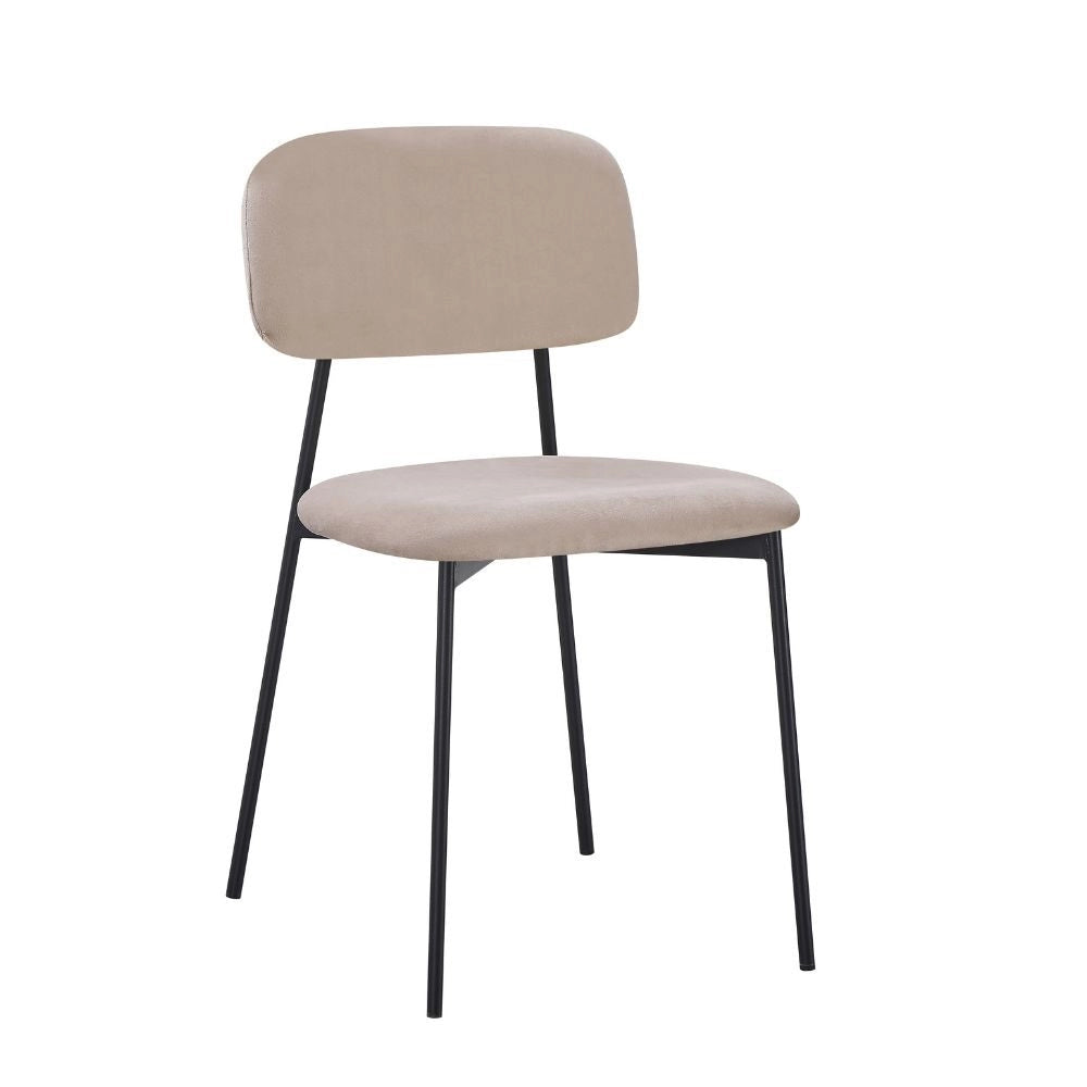 Set 4 Sedie Shen in vellutino taupè e gambe in metallo nero 44x49x78H