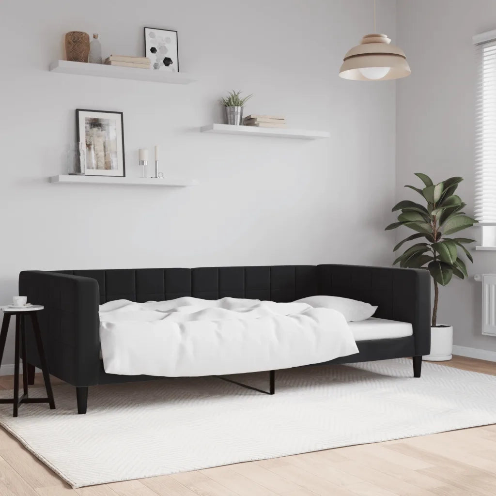Letto da Giorno Nero 100x200 cm in Velluto