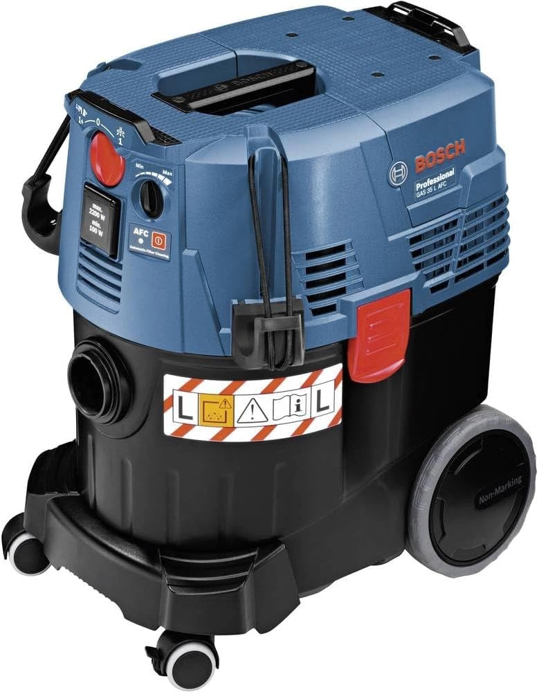 Bosch Professional Asp. a umido/a secco GAS 35 L SFC+ (1 filtro in cell. piegh. piatto, bocch. a lancia, sacch., raccordo, set bocch. pav., tubo fles. 3 m con buss. portaut., 3 x 0,35 m tubo asp.)