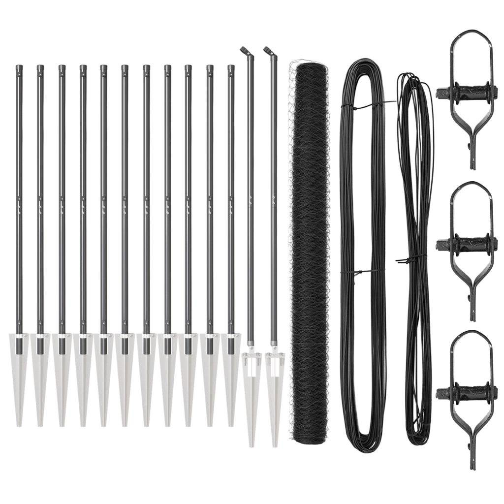 Set di Recinzione Set di 2 Grigio Metallo, filo rivestito in PVC