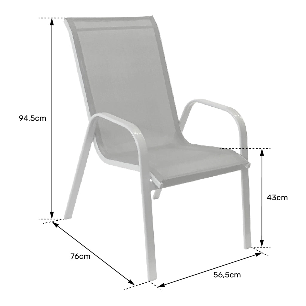 Set di 6 sedie MARBELLA in textilene bianco - alluminio bianco