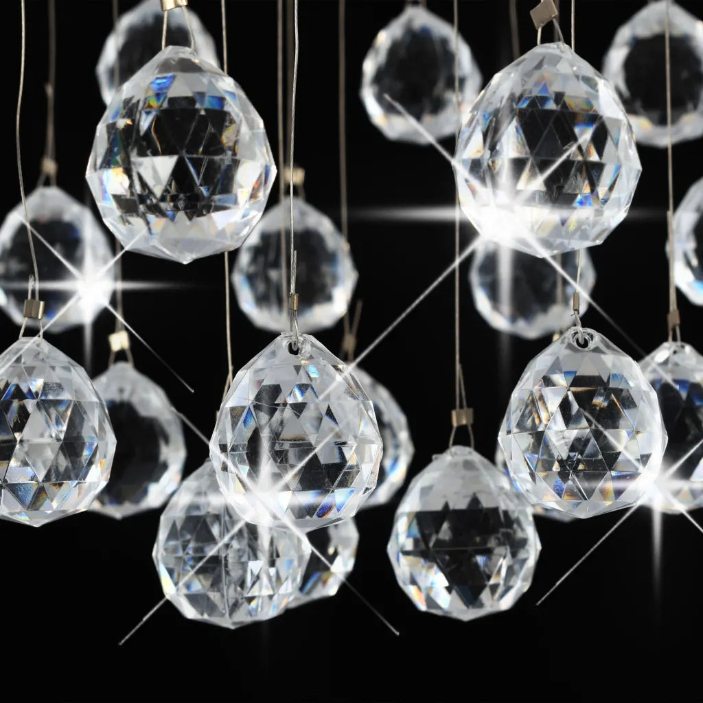 Lampadario Perle di Cristallo a Sfera Argento 3  Lampadine G9 cod mxl 76642