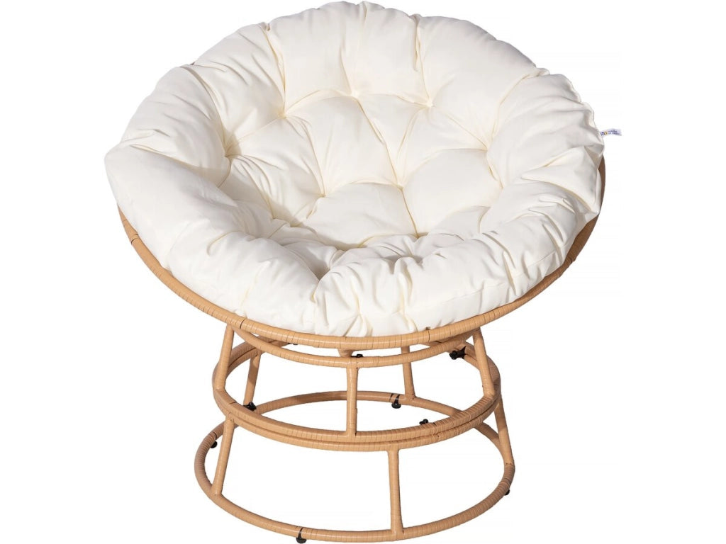 Poltrona Papasan da interno/esterno stile loveuse "Bali" - Ø91cm - Beige