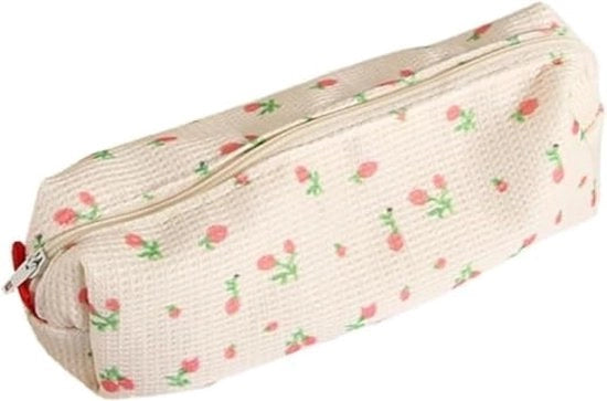 Etui per penna in stile da donna con design floreale in canapa, grande portamonete con taschino per penna, contenitore per penna, cassetto per piccoli oggetti, organizzatore per accessori da ufficio e cosmetici