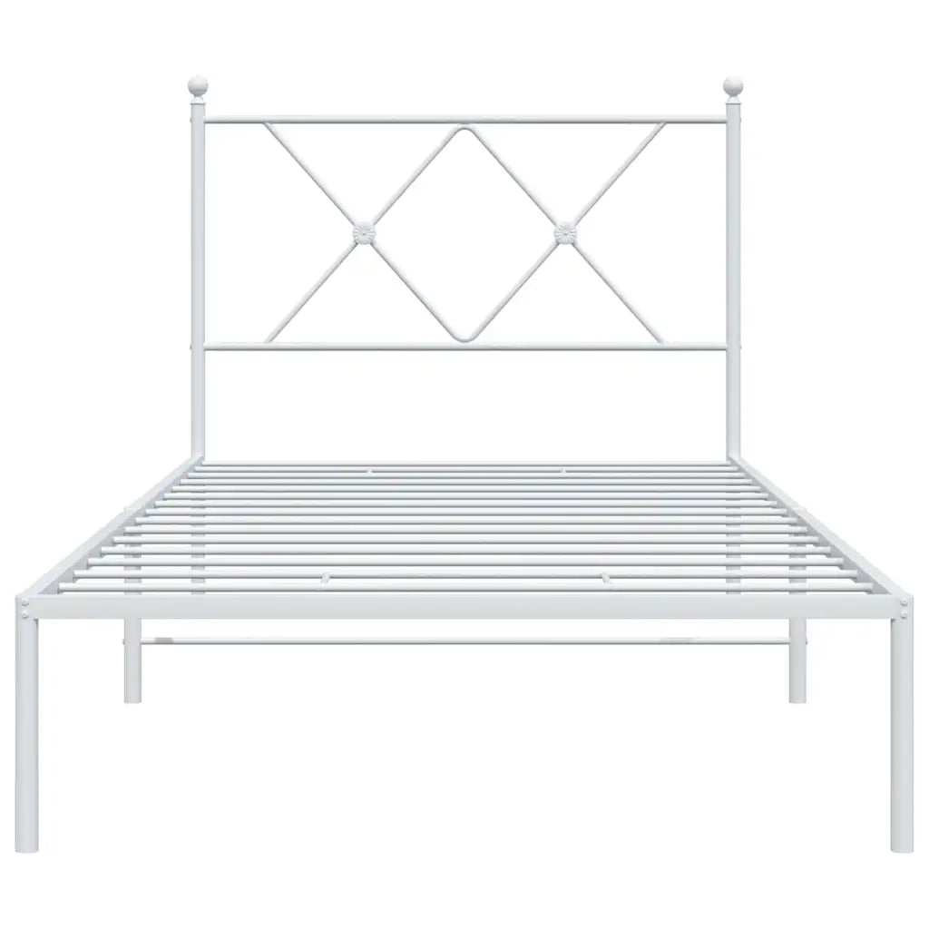 Giroletto con Testiera Metallo Bianco 90x190 cm 376543