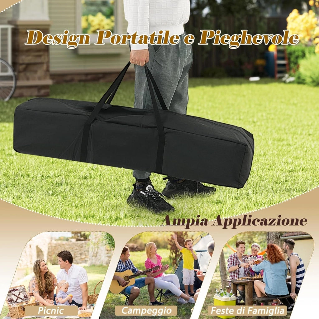 Gazebo Pieghevole 3,4 x 3,4 m con Zanzariera, Gazebo da Giardino con Tende Laterali, Tenda da Giardino Antivento Facile da Montare Resistente 210D con Borsa di Trasporto (Beige)