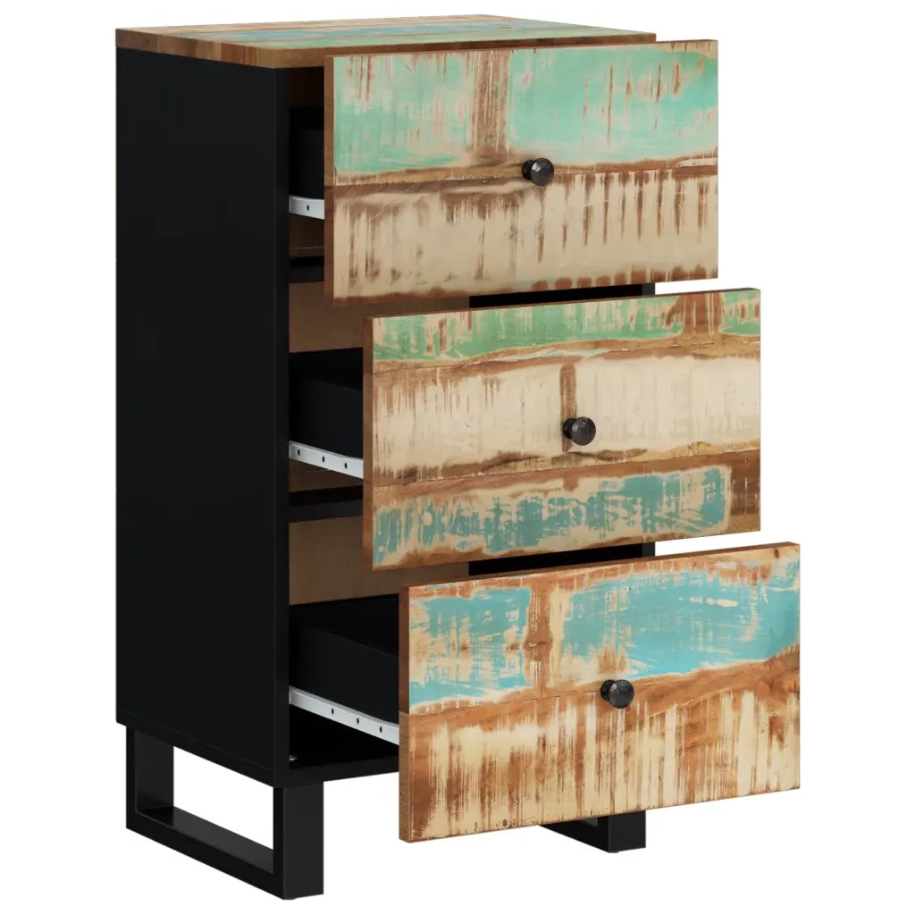 Credenza con 3 Cassetti 40x33,5x75cm Legno Massello di Recupero 352907