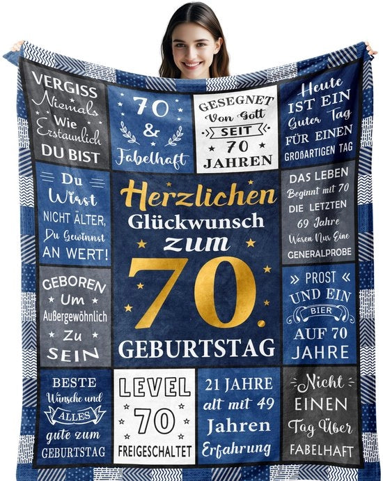 Regalo per il 70° compleanno uomo, decorazione per 70° compleanno uomo, deken 150X130CM