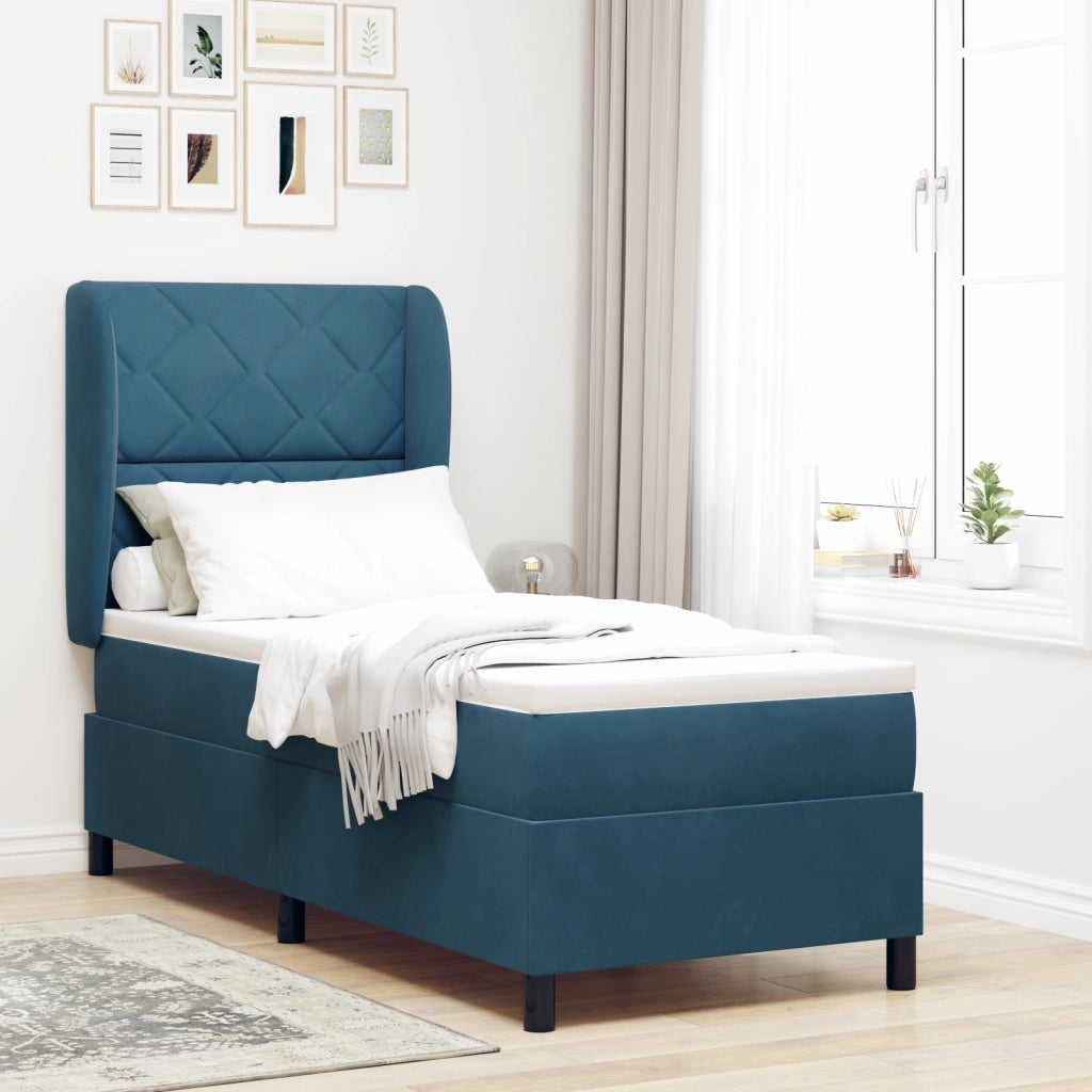 letto a box con materasso  Blu scuro 80x200 cm Velluto
