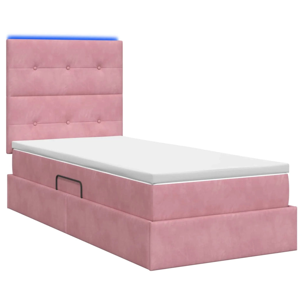 Letto con contenitore LED e materasso Rosa 90 x 190 cm Velluto 3460103