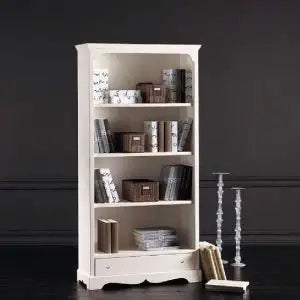Libreria graffa in legno Shabby chic laccato bianco anticato