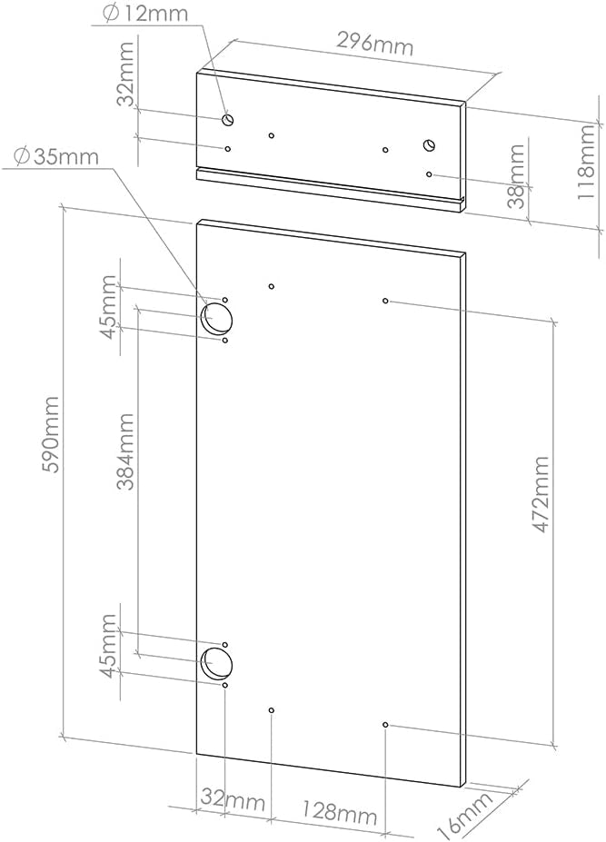 Frontale cucina R-Line, Antracite casa di campagna, 29.6 x 71.6 cm frontale del mobile per mobile base con cassetti