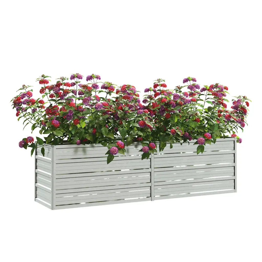 Fioriere | Cassetta per fiori | Letto Rialzato Giardino 160x40x45 cm in Acciaio Zincato Argento