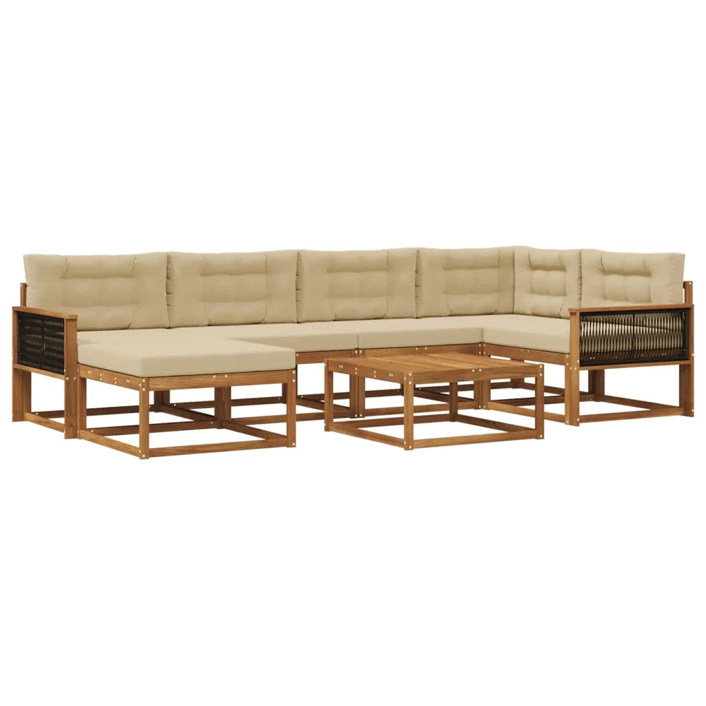 Set di divani da esterno con cuscino 7 pcs Naturale e Beige 3382726