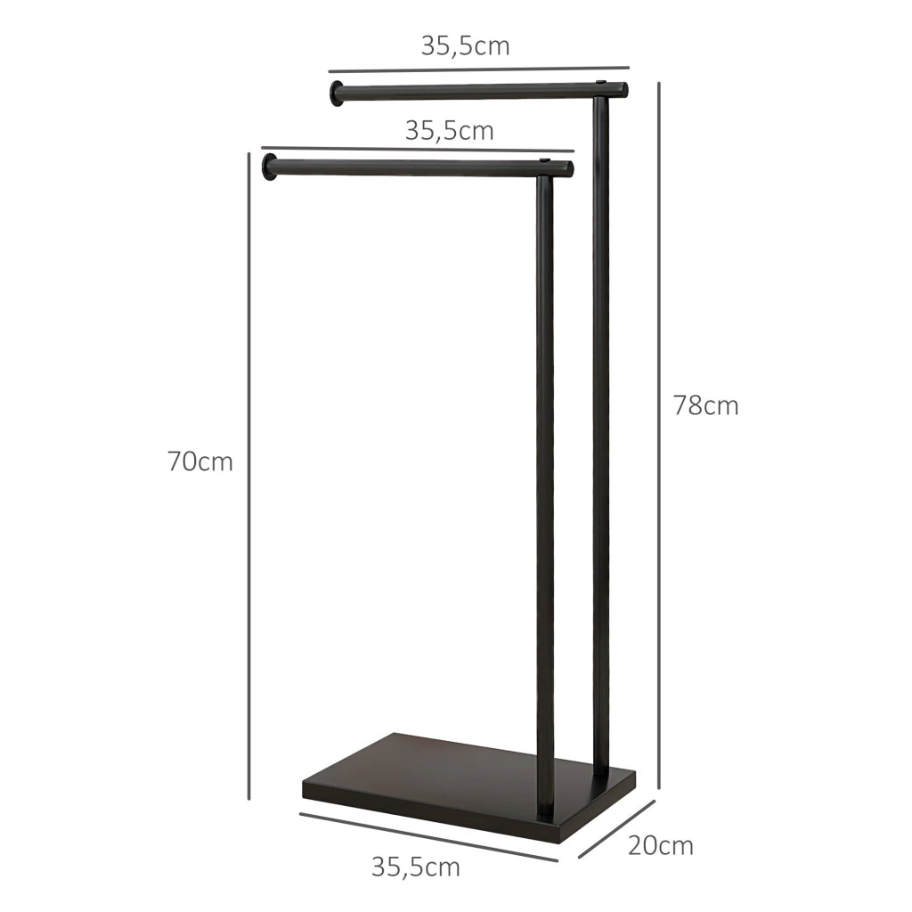 Portasciugamani con 2 barre in acciaio ¨C zephmum ¨C nero 35,5x20x78 cm