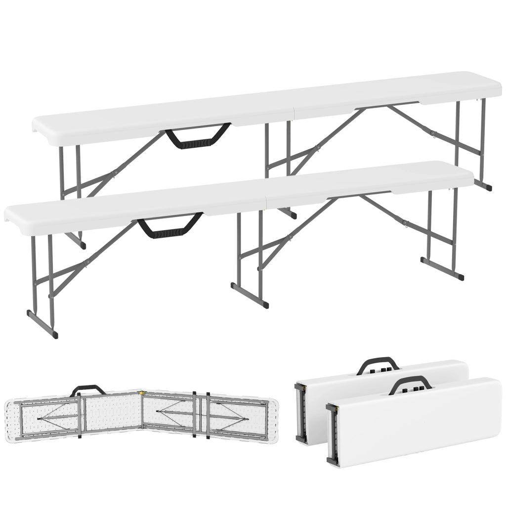 Panche da giardino pieghevoli 2 pezzi ¨C zephmum ¨C Bianco 182x28x42 cm