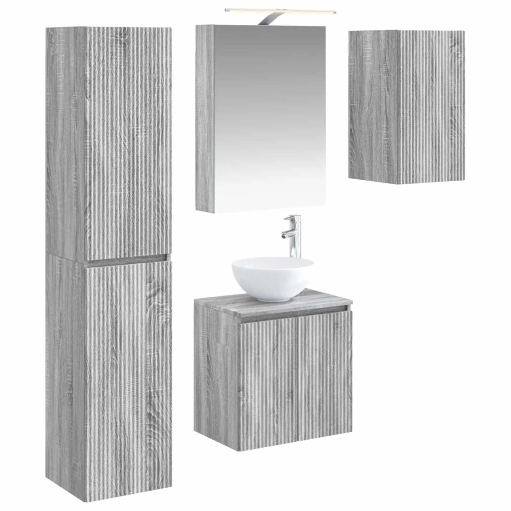 Set di Armadi da Bagno 5 pcs Sonoma grigio 50 x 14,5 x 70 cm 3407292