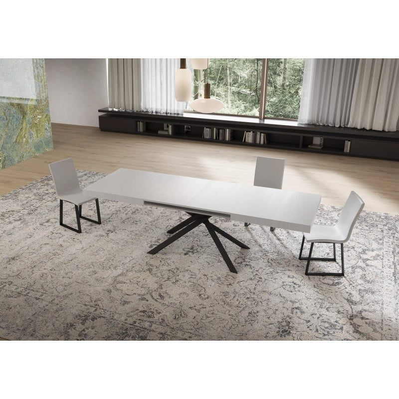 Tavolo allungabile 160/264x90 cm Niket telaio Antracite - Bianco Frassino