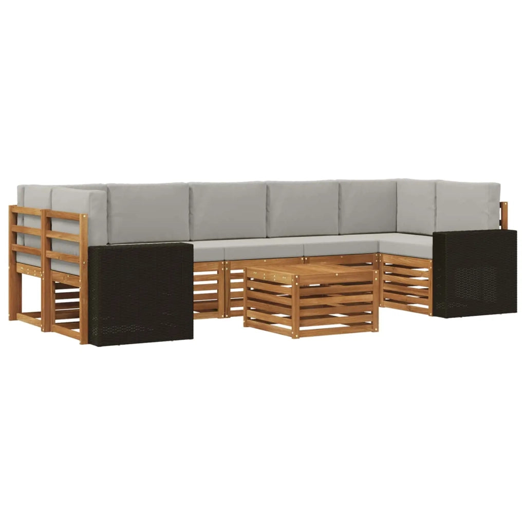 Set di divani da esterno 8 pz Naturale e Grigio Chiaro 3384152