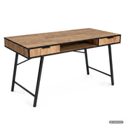 Scrivania industriale per computer Rovere Craft ARDEN 120 cm 2 cassetti 1 ripiano gambe nere