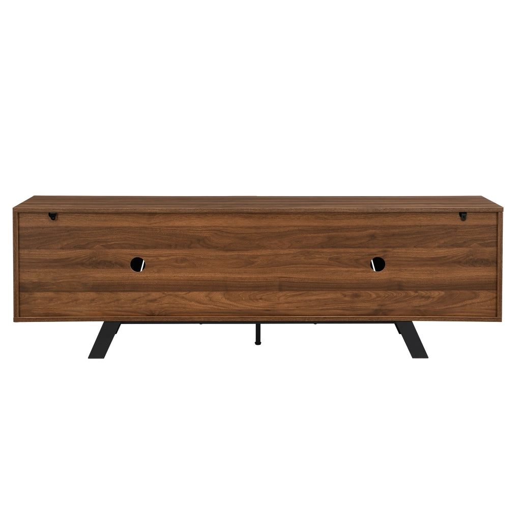 Mobile TV ULEVR 160x39x50,5 cm con frontale ondulato e passacavi, MDF effetto noce