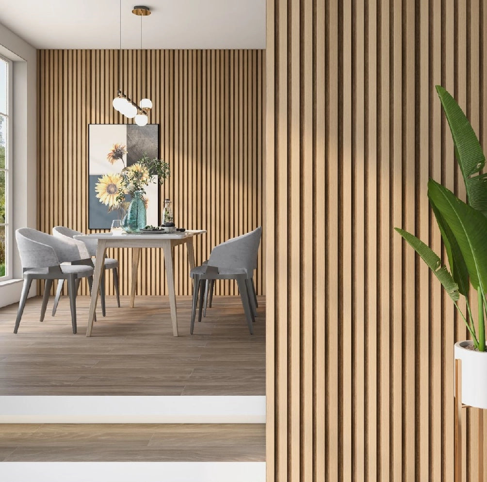 Pannelli Acustici Fonoassorbenti 4pz 60x60cm Decorativi Moderno Rovere Nat. 3D