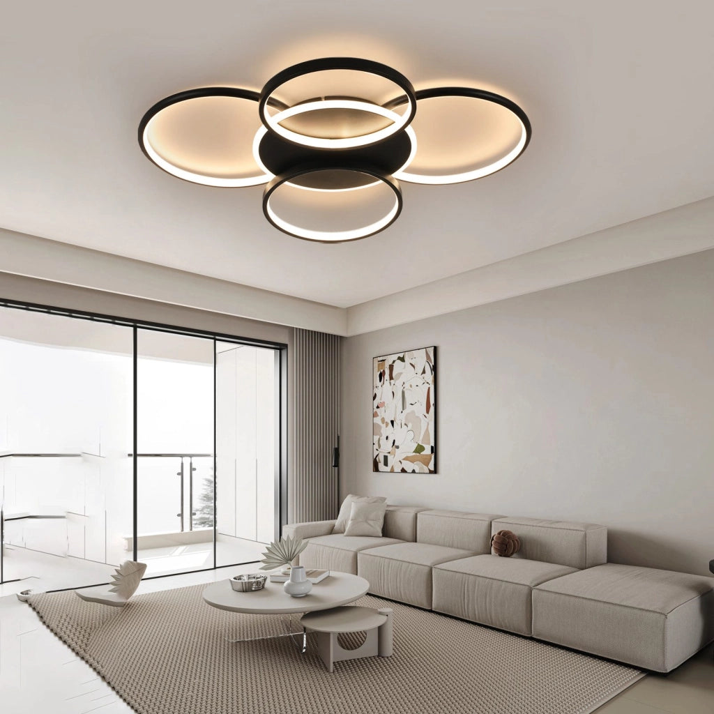 ZMH Lampada da soffitto plafoniera LED dimmerabile 5 anelli 70W per soggiorno ufficio sala pranzo