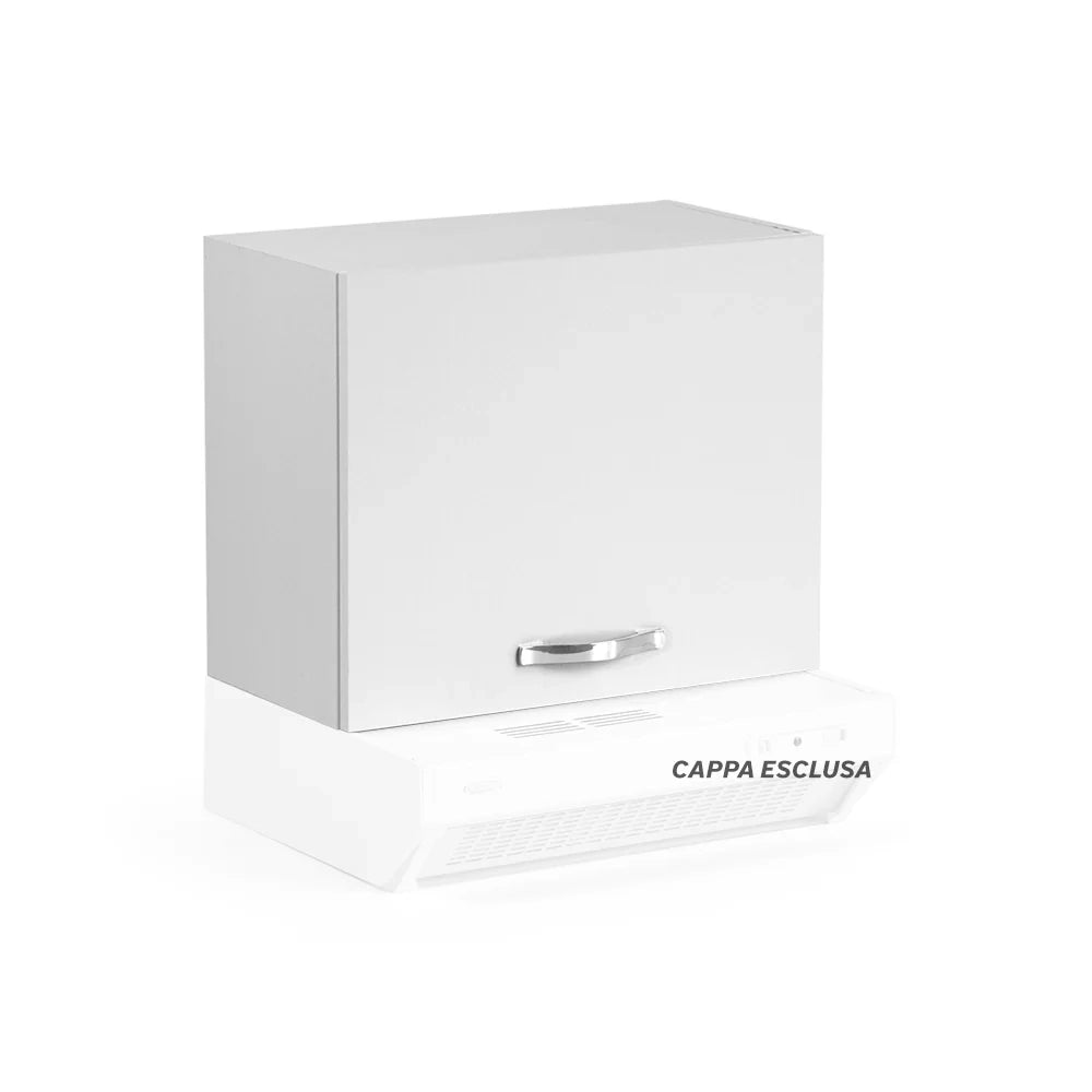 Pensile per cucina componibile da 60 cm con due ante, realizzata in legno 100% MADE IN ITALY colore Bianco Frassino