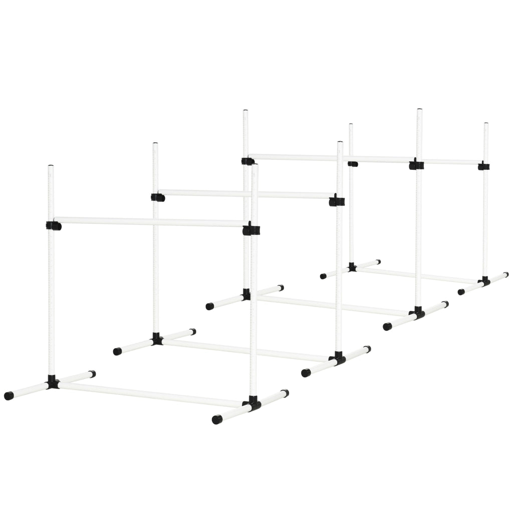 Set Agility per Cani ¨C zephmum ¨C 4 Ostacoli Regolabili in Plastica Bianco
