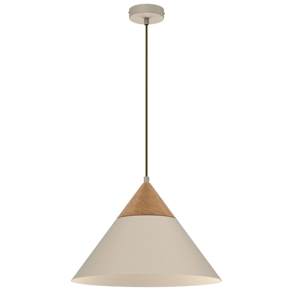 Lampada a sospensione Luminex Single crema legno E27