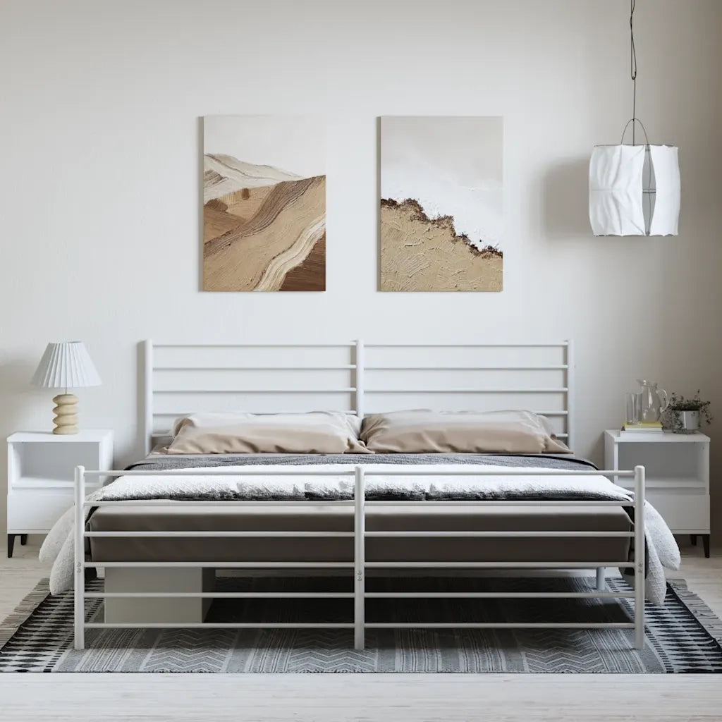 Giroletto con Testiera e Pediera-Struttura Letto Metallo Bianco 193x203 cm 553795