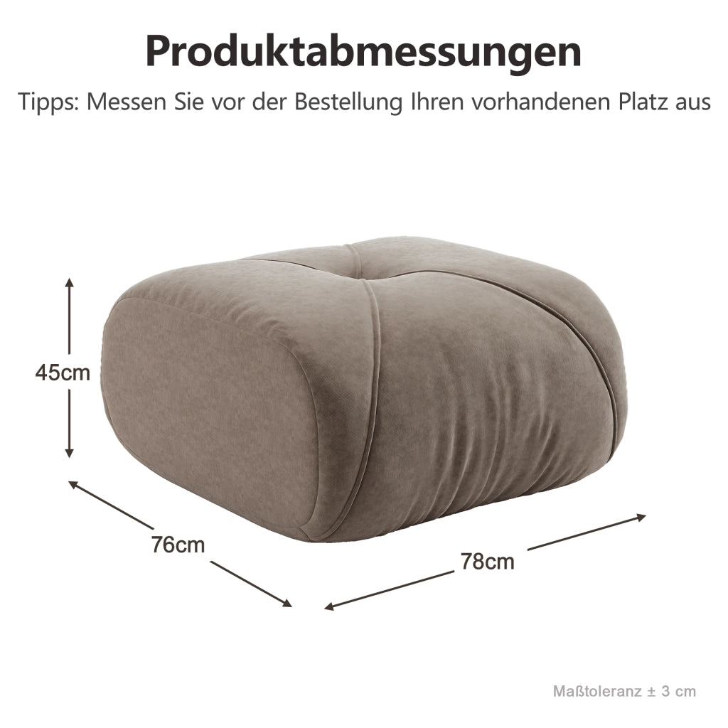 POUF Imbottito in Chenille Taupe