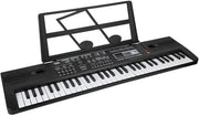 Pianoforte digitale portatile - alimentato da batteria - 61 tasti - 16 suoni - 8 effetti sonori - 10 ritmi - 6 demo - regolazione del volume e del ritmo.