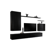 Set mobili soggiorno SWITCH II - Nero lucido - Mobile TV e contenitori sospesi moderni