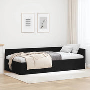 Cornice del letto ad angolo Nero 90 cm x 190 cm Tessuto