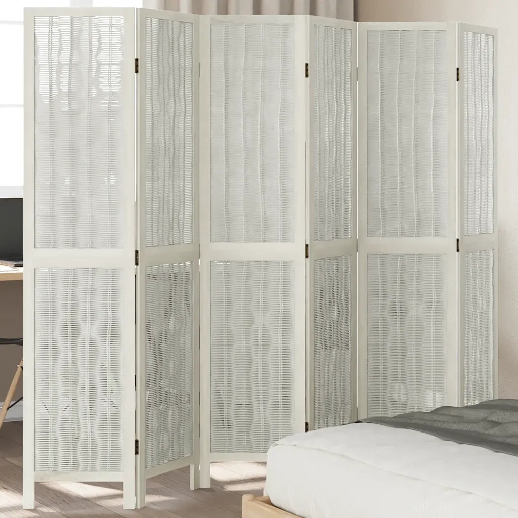 Divisorio Ambienti | Divider per stanze | Paravento 6Pannelli Bianco Legno Massello di Paulownia