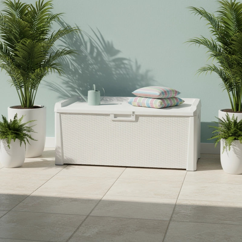 Cassa panca da giardino SANTORINI - 550L - Bianco