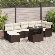 Set Divano da Giardino con cuscino 8 pcs Marrone Poly Rattan 3348324