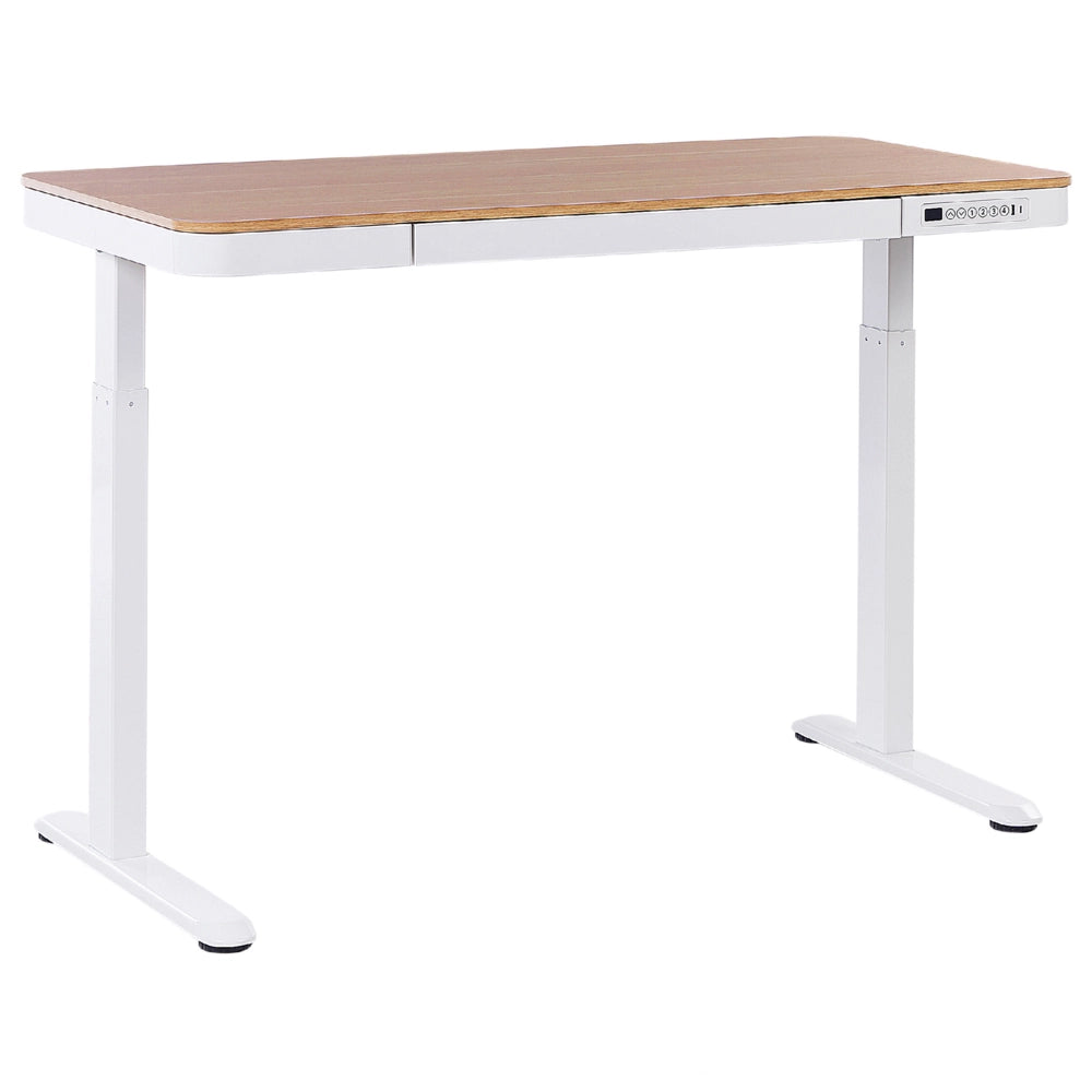 Scrivania elettrica ad altezza regolabile legno chiaro e bianco 120x60 cm ufficio studio lavoro