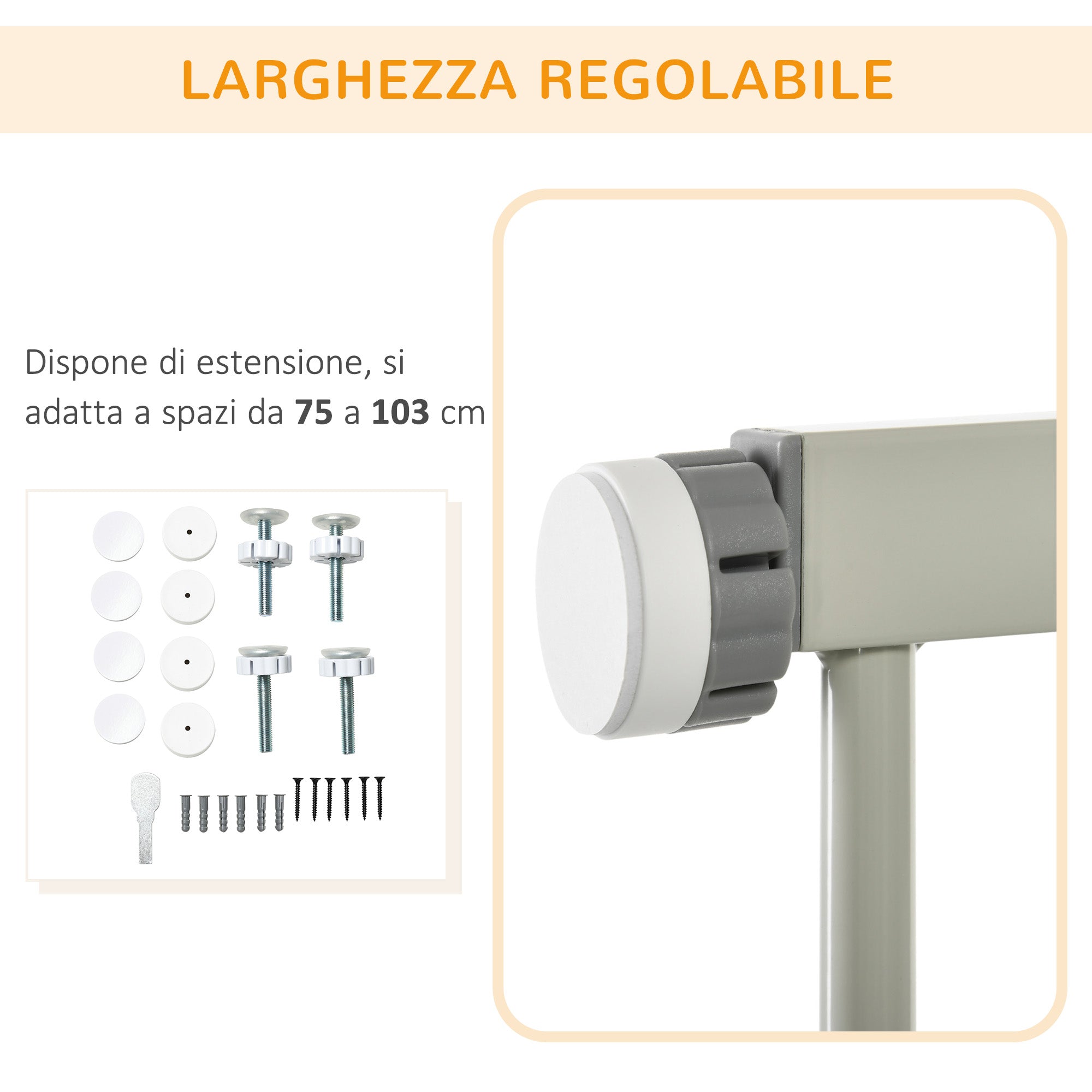 Cancelletto di Sicurezza per Cani Estensibile con Chiusura Automatica 75-103x76 cm Grigio