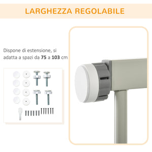 Cancelletto di Sicurezza per Cani Estensibile con Chiusura Automatica 75-103x76 cm Grigio