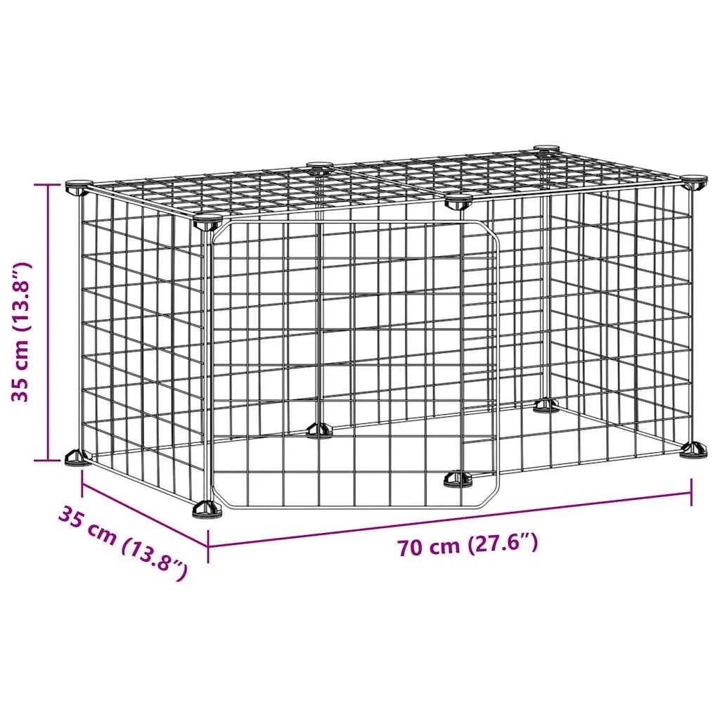 Gabbia per animali domestici a 8 pannelli con porta 35 x 35 cm Nero 02_0041606